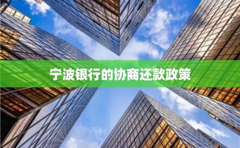 宁波银行的协商还款政策