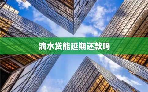 滴水贷能延期还款吗