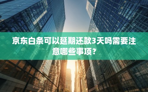 京东白条可以延期还款3天吗需要注意哪些事项？