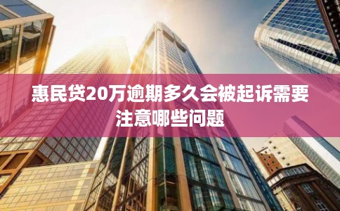 惠民贷20万逾期多久会被起诉需要注意哪些问题