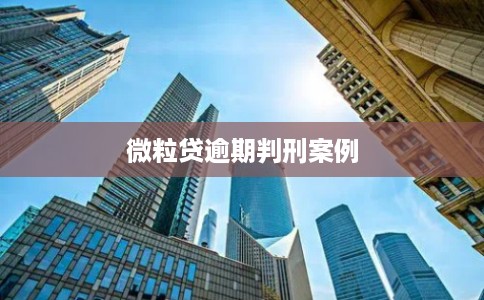 微粒贷逾期判刑案例 微粒贷逾期判刑案例