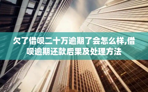欠了借呗二十万逾期了会怎么样,借呗逾期还款后果及处理方法