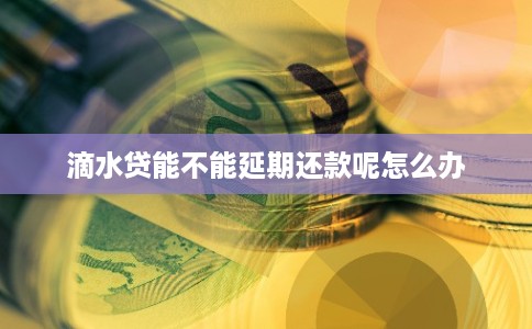 滴水贷能不能延期还款呢怎么办 滴水贷能不能延期还款呢怎么办