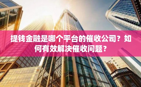 提钱金融是哪个平台的催收公司?如何有效解决催收问题? 提钱金融是哪个平台的催收公司?如何有效解决催收问题?