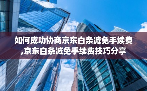 如何成功协商京东白条减免手续费,京东白条减免手续费技巧分享