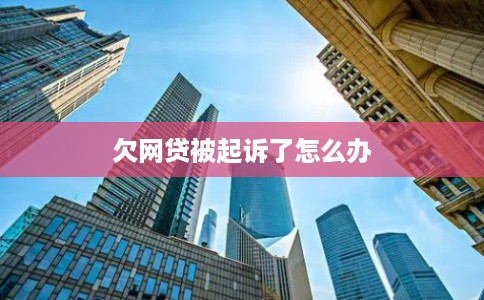 欠网贷被起诉了怎么办